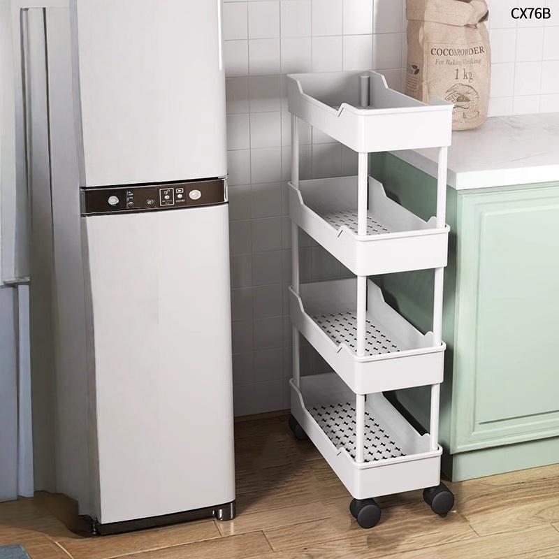 Multi-Layer Gap Storage Rack for Kitchen & Bathroom, Narrow Design for Refrigerator Sides, Refrigerator Organizer, Refrigerator Accessories, Ideal for Snacks & Small Items Organization