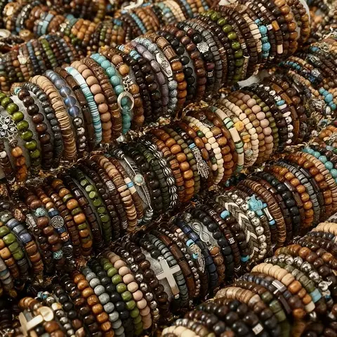 Handmade Wooden Beads Bracelet Stacks - Women's 36pcs/72pcs Retro Boho Ethnic Casual Fashion Bracelets & Bangles, Colorful Mix Unisex Stacking Costume Jewelry for Daily Wear