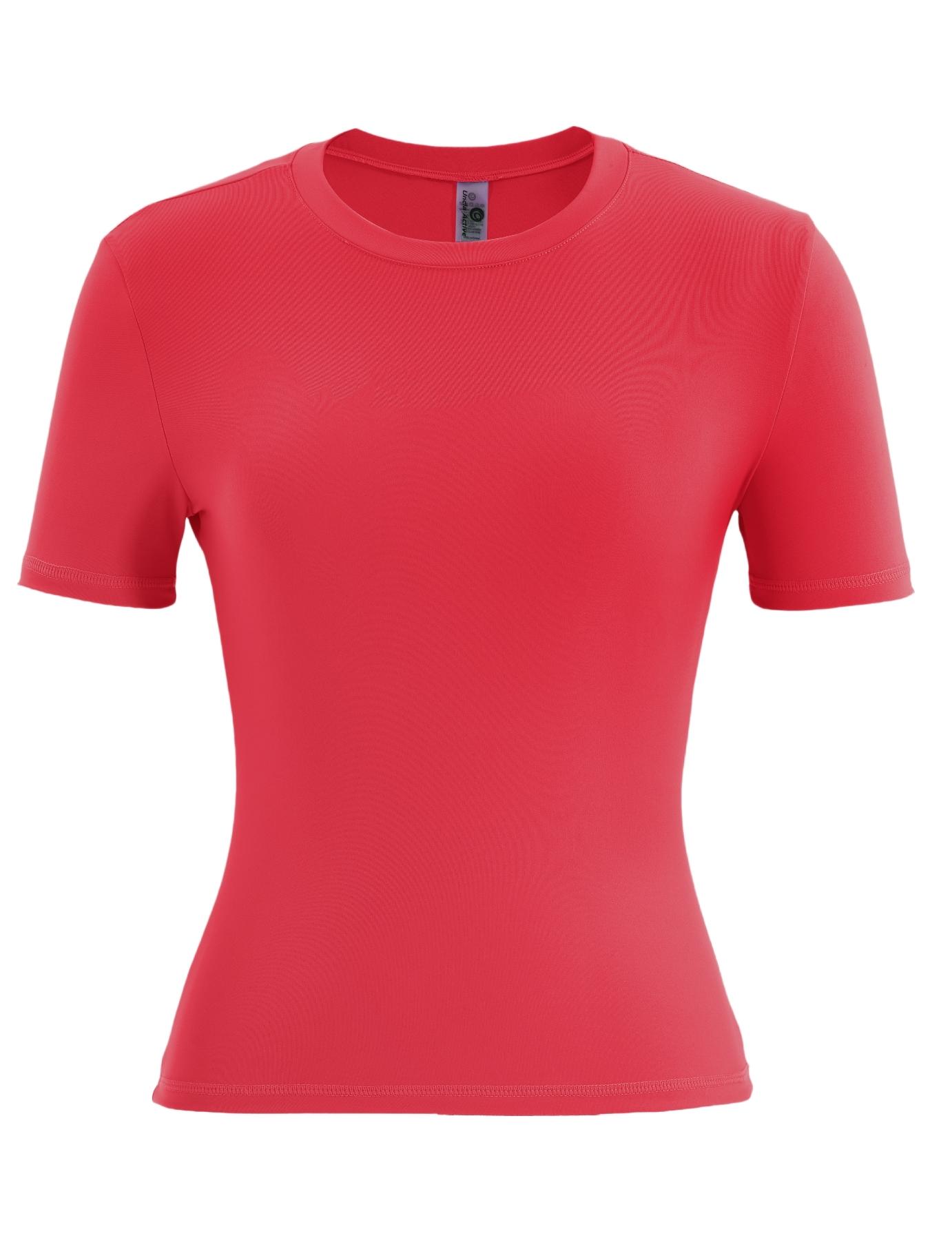 Two-Piece Set Women's Solid Color Tracksuit Set, Sporty Breathable Short Sleeve Tee & High Waist Skinny Shorts Set, Ladies Sportswear for Indoor Outdoor Wear