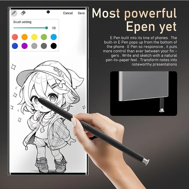 2025 Ultra 5G Smartphone - Unbeatable Performance Android 14, 8+256GB, 8000mAh Battery, 6.8" HD Display, Dual 50MP+13MP Camera, Built-in Stylus, Dual SIM, Fingerprint & Face Unlock, Black, Sleek Modern Design