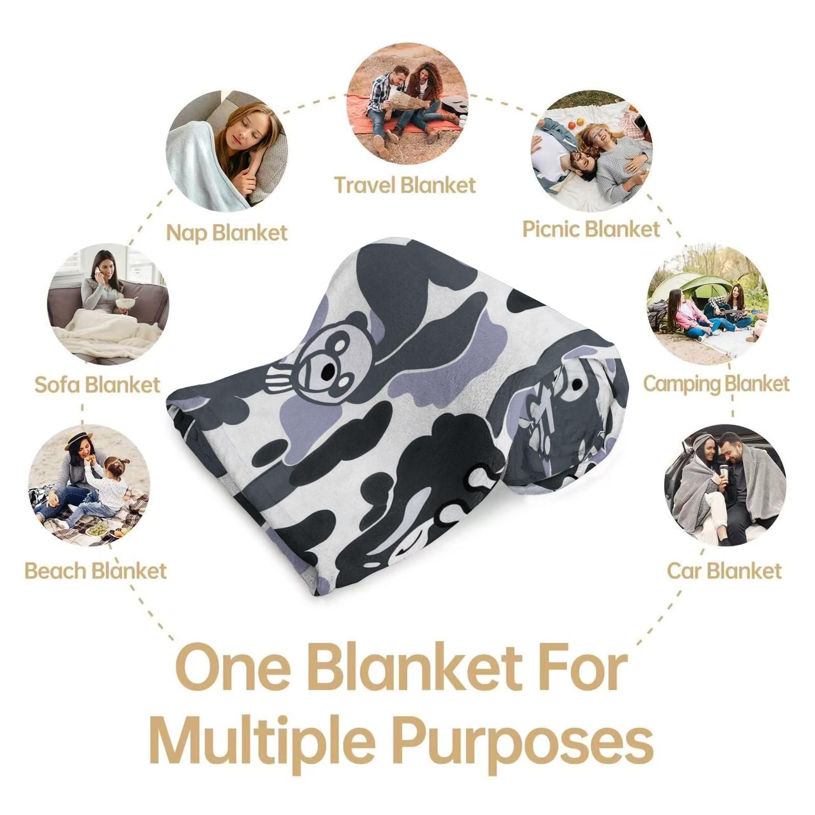 Cartoon Camo Anime Flannel Blanket, Multi-use for Car, Home & Library, Soft Lightweight and Machine Washable, Trendy Gift for Housewarming, Christmas & Birthday