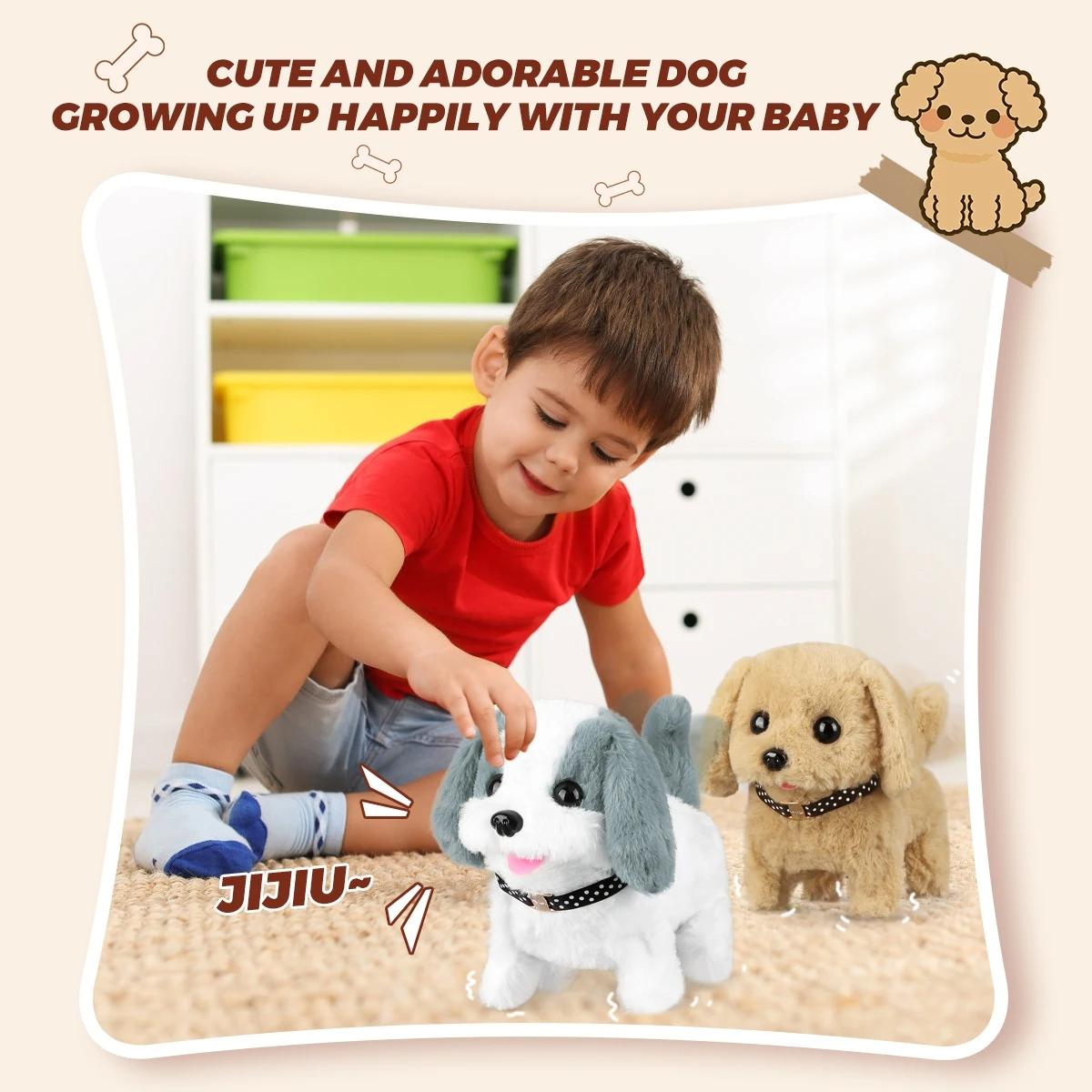 Electric Plush Dog Toy with Stroller Set Interactive Walking Barking Puppy for Kids Girls Toddlers, Soft Stuffed Pet Toy with DIY Accessories, Perfect Birthday Christmas Gift, Viral TikTok Toy for Children Pretend Play