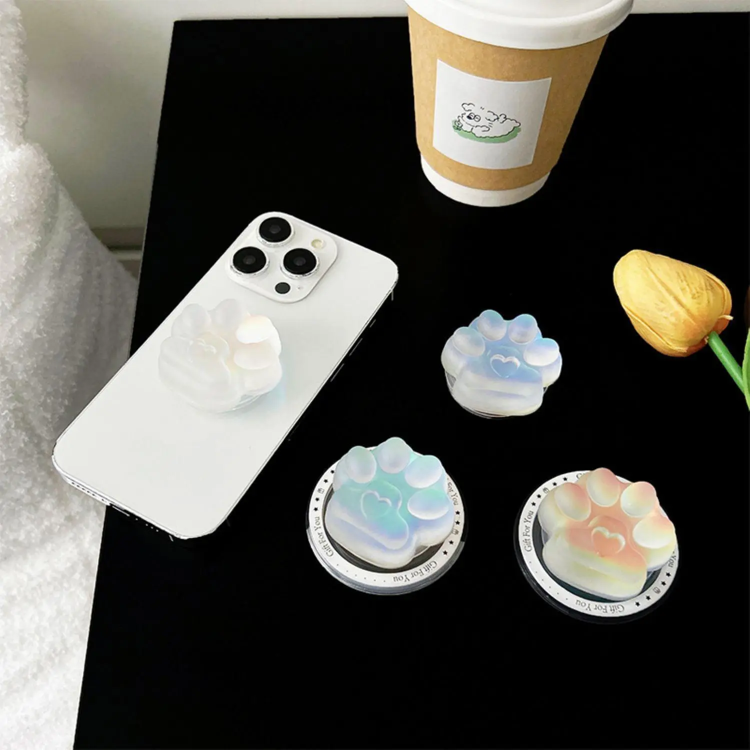 For Phone Airbag Stand Colorful Iaser Three Dimensional Cat Paw Magnetic Magsafe Back Sticker Creative Retractable Support frame