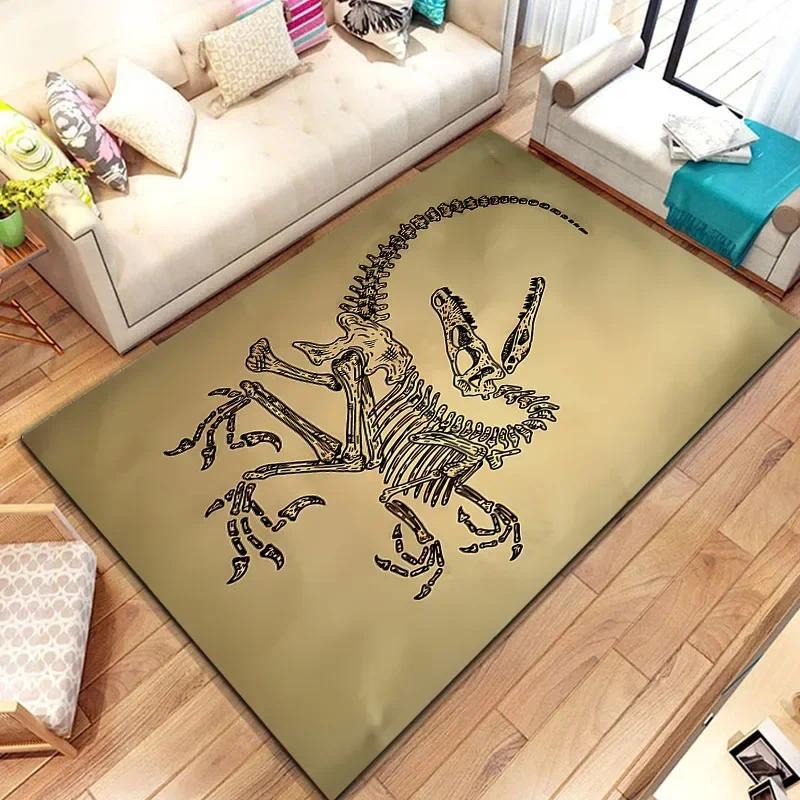 Dinosaur Skeleton Fossil Flannel Area Rug - Realistic T-Rex Bones Print Soft Mat for Kids Room & Playroom, Non-Slip Jurassic Home Decor #DinosaurFossilRug #SkeletonMat #JurassicKidsDecor #TrexCarpet #NonSlipFlannelRug