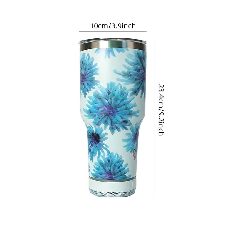 30 Oz Insulated Cup with Bluetooth-compatible Mini Speaker, Large Capacity 900ML Ice Bucket, Detachable Rechargeable Player, Thermal Mug for Hot & Cold Drinks