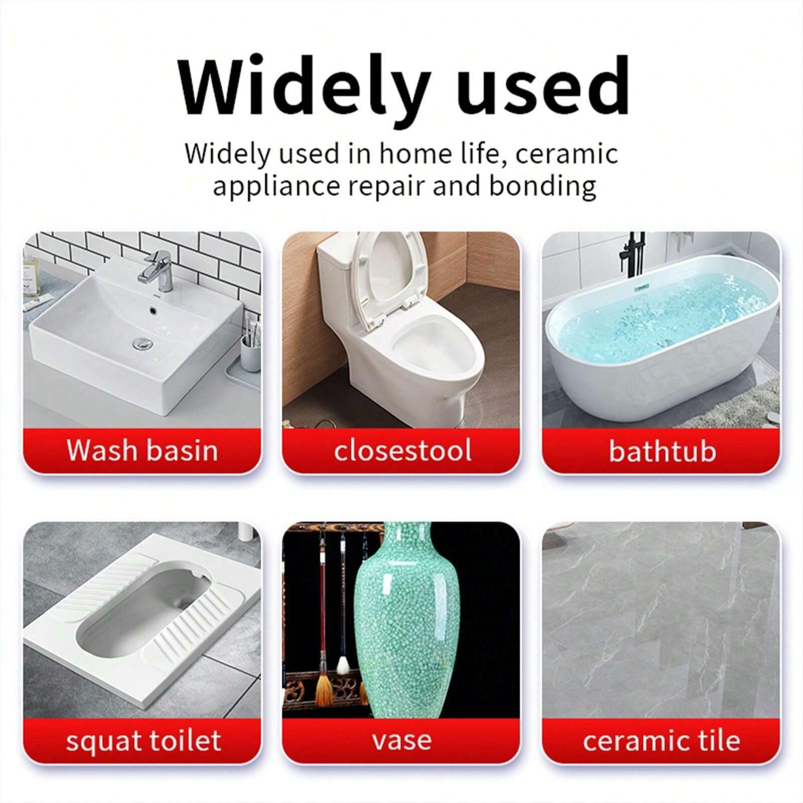 Ceramic Repair Agent, Super Waterproof Adhesive, Effective Crack Repair for Sink, Strong Crack Glue for Bathtub, Toilet, Basin