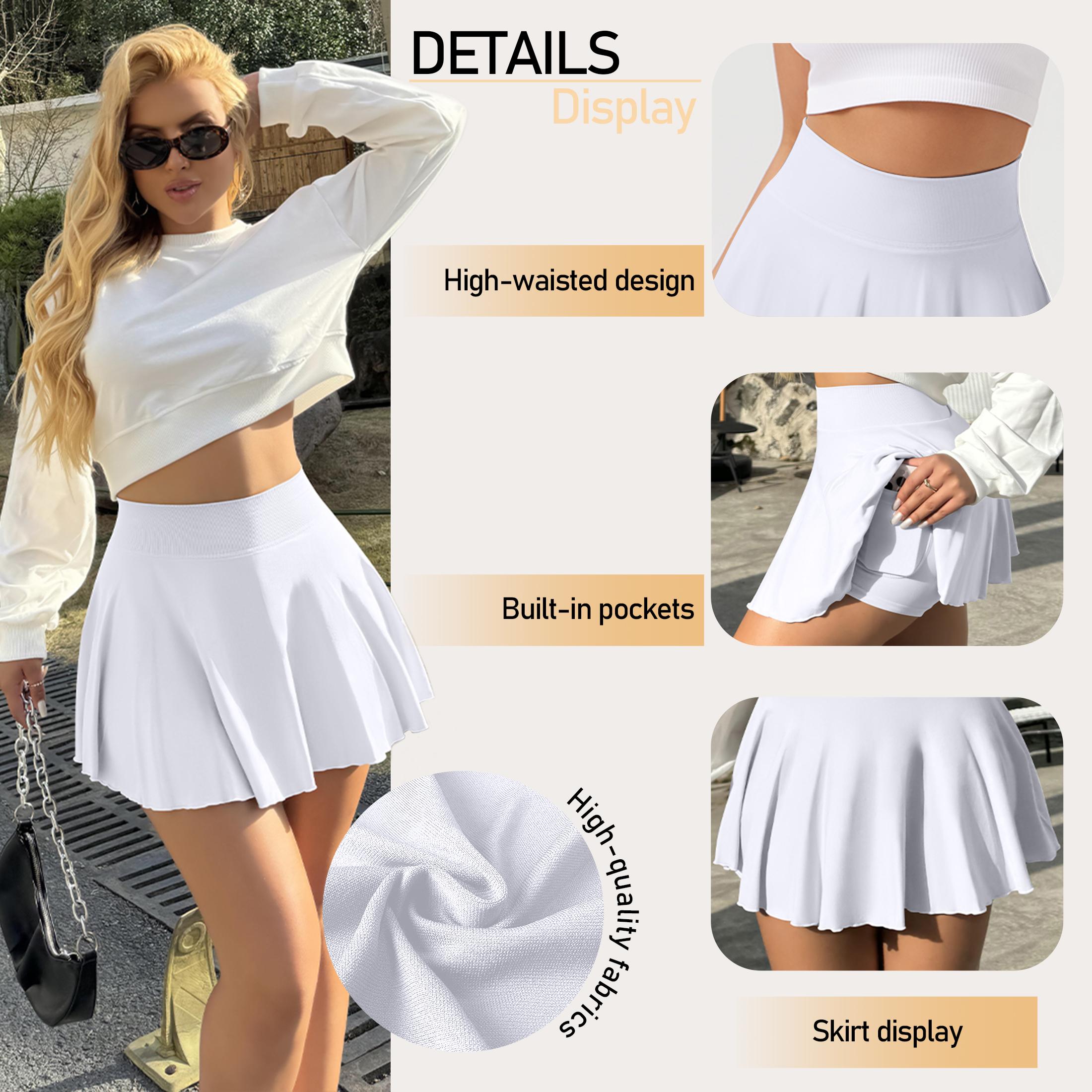 OYV Women 1 Piece Skirt 1 In 1 Flowy Basic Versatile Stretchy Flared Casual Mini Skirt
