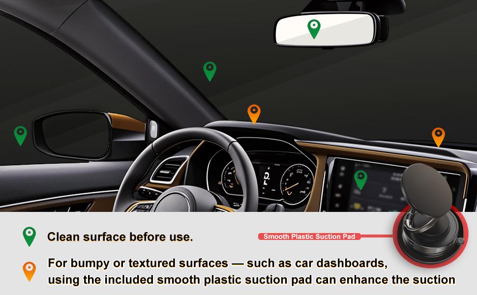 360° Vacuum Magnetic Phone Holder, Hands-Free ,for outdoorfun/Mirror/Shower/Smooth Surface,Strong Suction Cup Magnetic Car Phone Holderfor All Smartphones & All Car Models adjustable