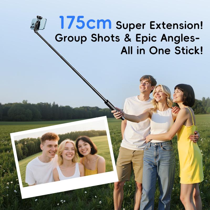 68inch Portable Selfie Stick Tripod,  Automatic Unfolding Design, One Click Open Tripod, 1.75m extendable selfie stick,  with bluetooth remote control for iPhone & Android
