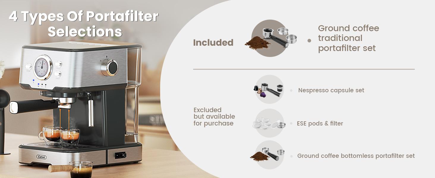 【Springtok】Gevi Compact Espresso Coffee Machine | High-Pressure Automatic with Milk Frother | Cappuccino & Latte Maker | Perfect Gift for Coffee Lovers, Dad & Mom