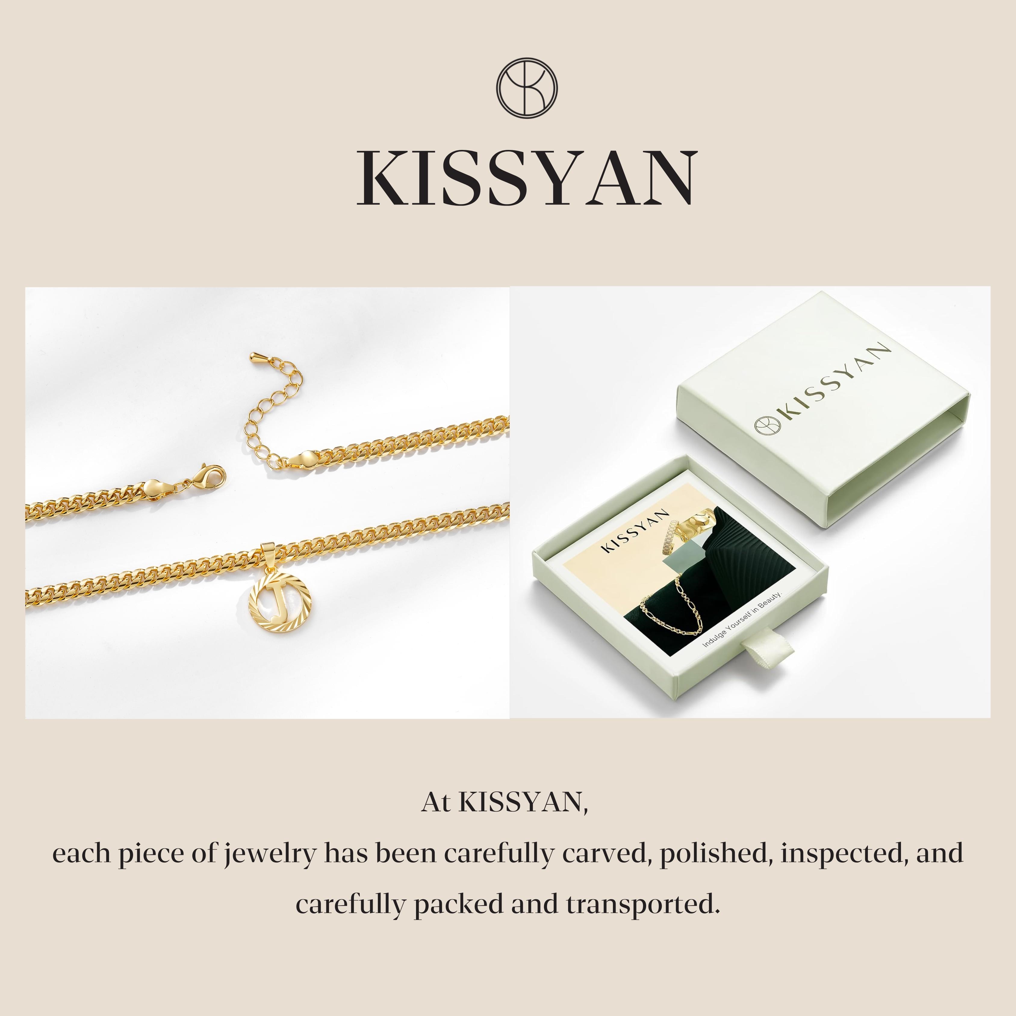 KISSYAN Gold Initial Necklace,14K Gold Plated Round Letter Pendant Hollow Capital Monogram 5mm Cuban Chain Necklace Alhpabets from A-Z Dainty Jewelry for Women Men TikTokShopBlackFriday