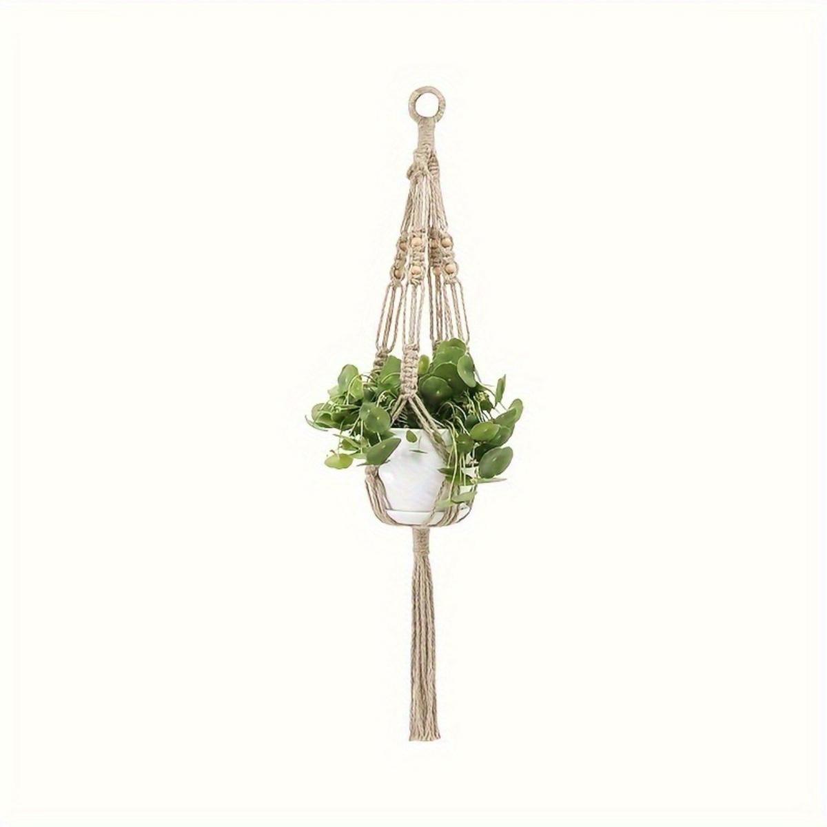 Boho Style 4-Pack Macrame Plant Hangers Set – Polyester Indoor Hanging Planter Holders with Versatile Lengths for Home & Garden Decor – No Feathers, Electricity-Free