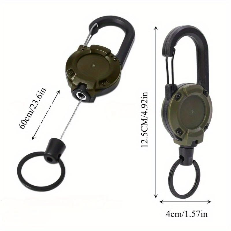 2-Pack Heavy Duty Retractable Keychains - Multi-Function Carabiner with Super Strong Steel Cable, Easy to Use, Unisex Design for Hiking, Camping & Climbing
