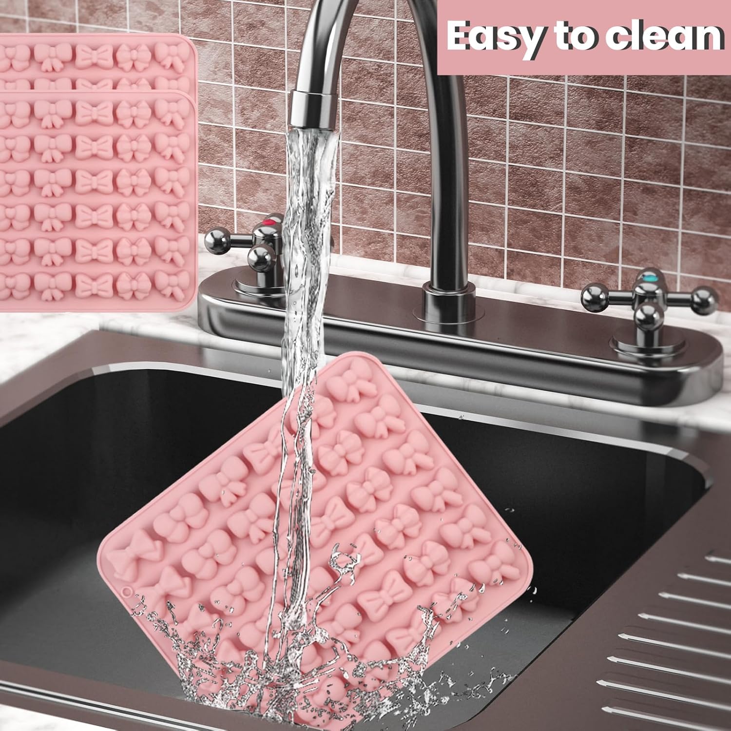 Chocolate Bow Molds, Silicone Bow Molds, 2-Pack Mini Silicone Ice Molds, Fondant Bow Molds, Suitable for Decorating Chocolates, Candies, Gummies, Sugars, Cookies, Cakes, and Cupcakes.