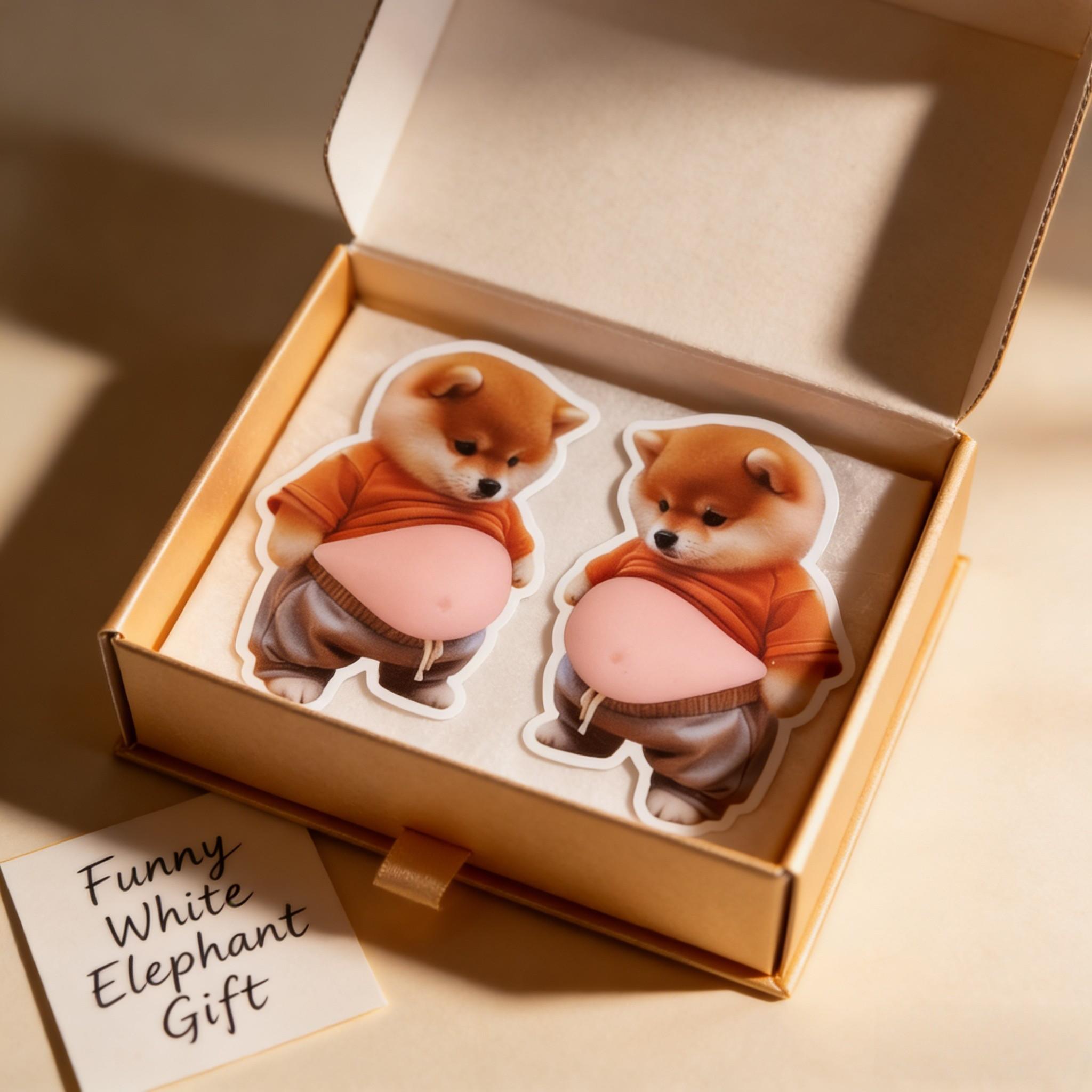 2pc Squishy Shiba Inu Sticker, Funny Chubby Belly Stress Relief Fidget Decal, Silicone Anti-Collision Car Door Protector, Cute Decorative Decals