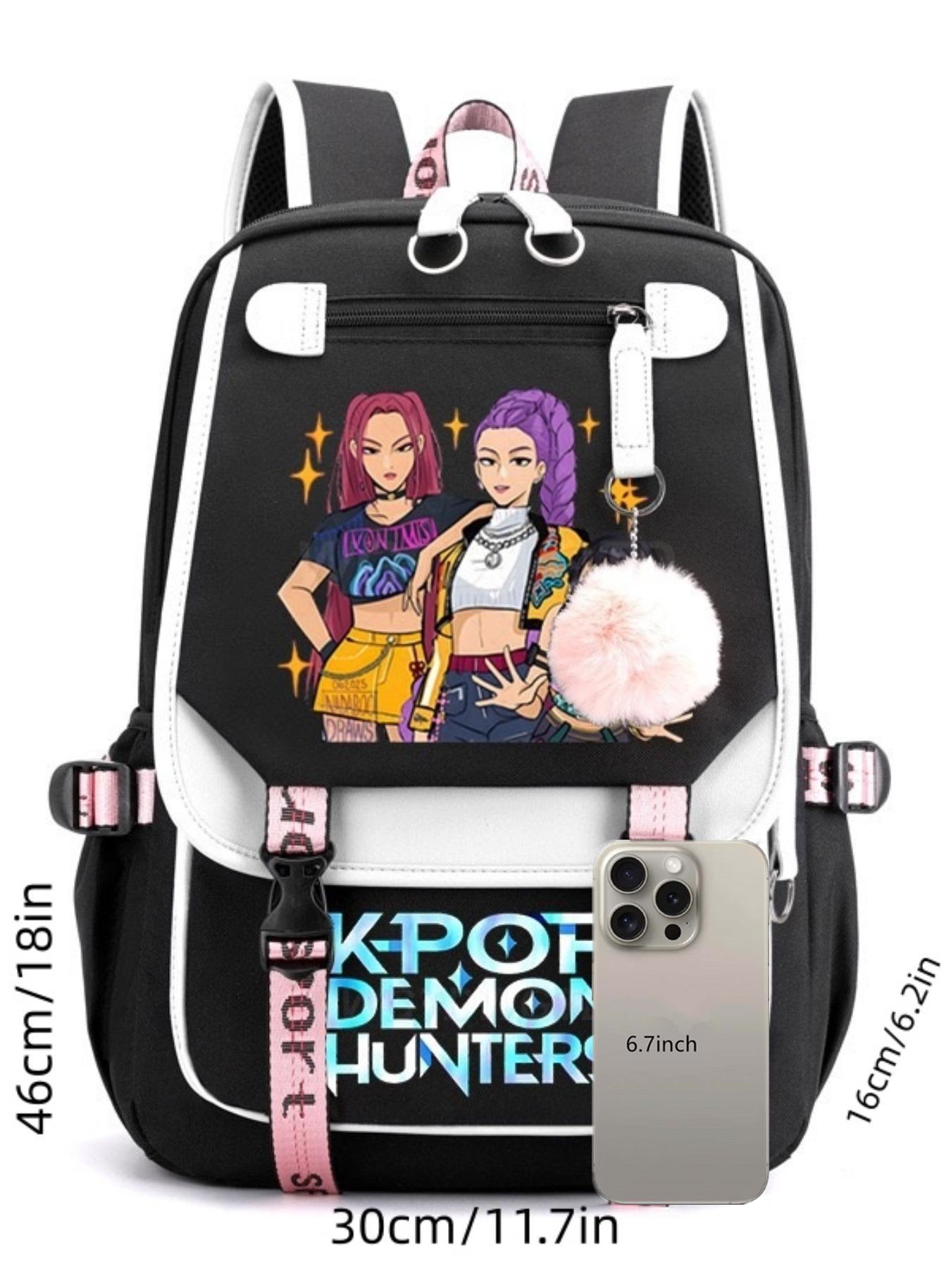 Korean Kpop Monster Hunter Movie Cartoon Print Backpack, School Bag for Students, Dual-Shoulder Design, All Seasons Use
