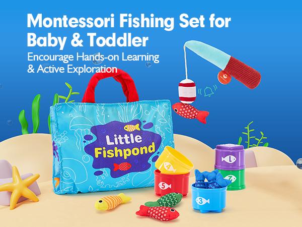 hahaland Toddler Fishing Set Montessori-Inspired Cloth Game with 22 Pcs for 1 Year Old Boys Girls Number Counting Color Sorting Learning Educational Gift 12-18 Months Holiday Christmas Gift - Sensory