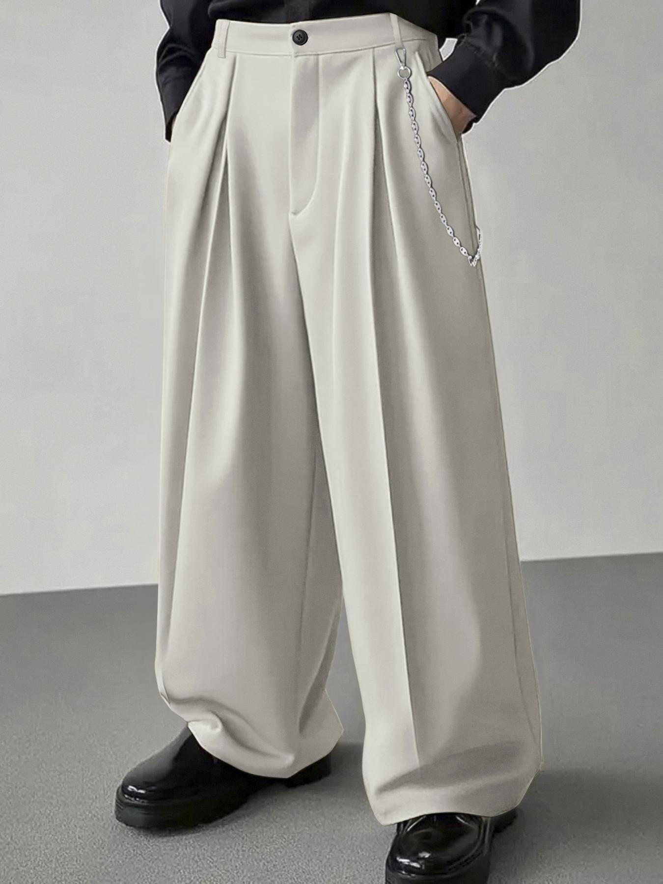 Men's Classic Solid Color Wide-Legged Dragging Pants, Loose Street Fashion Casual Comfy Pocket Trousers for Daily Wear, Trendy Men's Bottoms for All Seasons