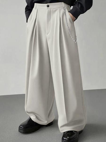 Men's Solid Color Wide-Legged Dragging Pants, Loose Street Fashion Casual Comfy Pocket Trousers for Daily Wear, Trendy Men's Bottoms for All Seasons