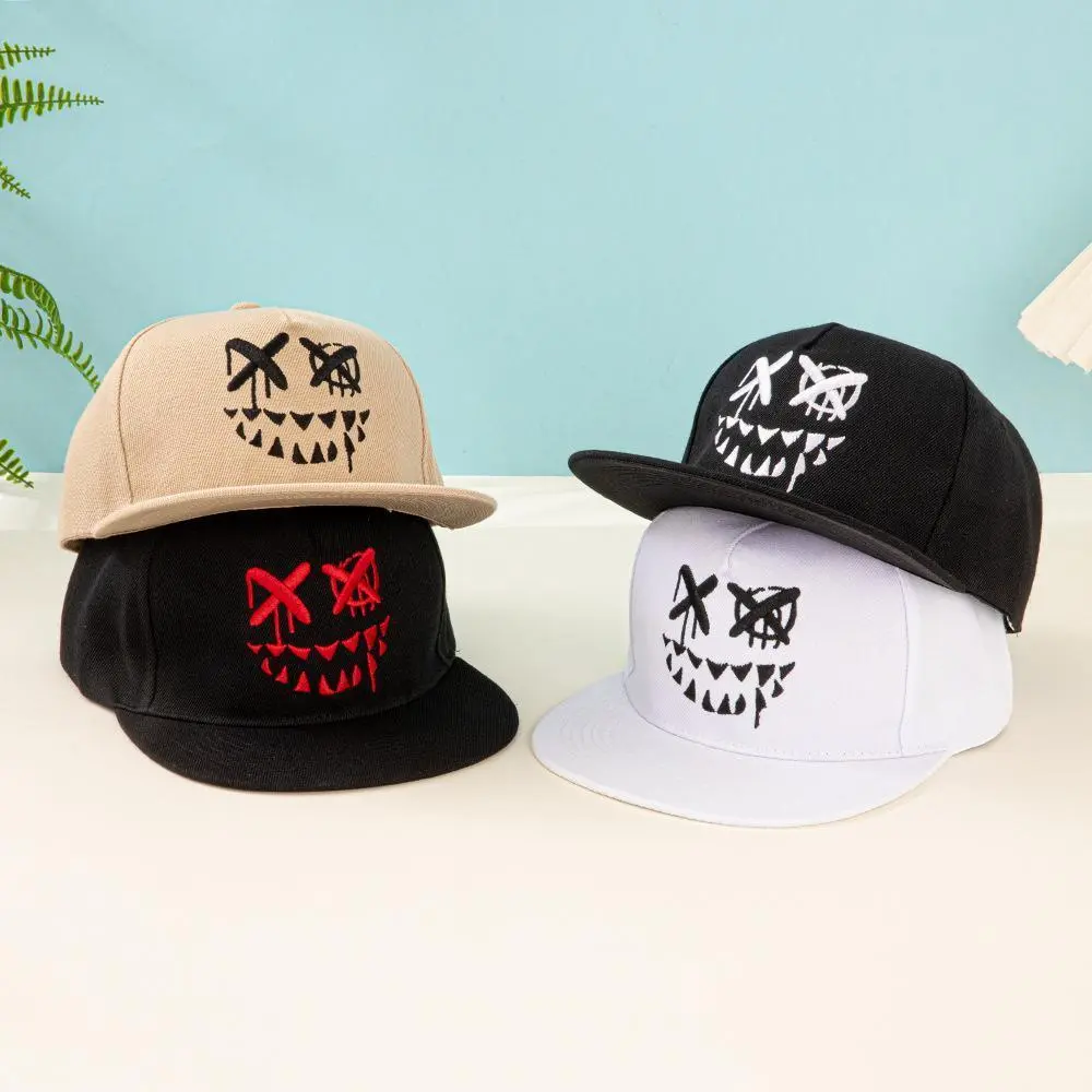2026 New Unisex Cross-Border Hip Hop Flat Bill Baseball Cap, Funny Halloween Pumpkin Ghost Devil Face Print, Metal Brim, for Street Dance & Outdoor Sports