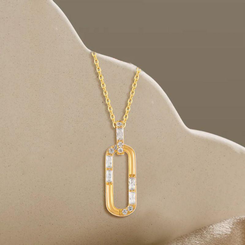 (SS002)S925 Sterling Silver Paperclip Necklace Earring Set Delicate and Elegant Everyday Jewelry for Women