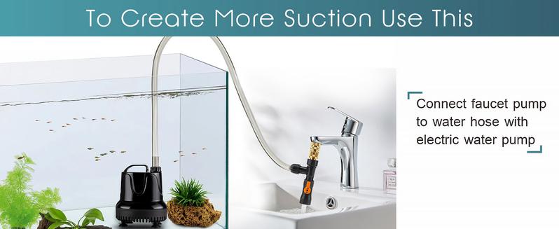 hygger Bucket-Free Aquarium Water Change Kit Metal Faucet Connector Fish Tank Vacuum Siphon Gravel Cleaner with Long Hose 25FT/33FT/49FT Drain & Fill