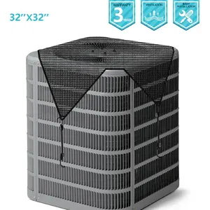 Outdoor A/C Unit Cover Mesh Outside Air Conditioner Compressor Condenser Defender Cover Dog Playpen Cover with 4 Bungee Cords AC