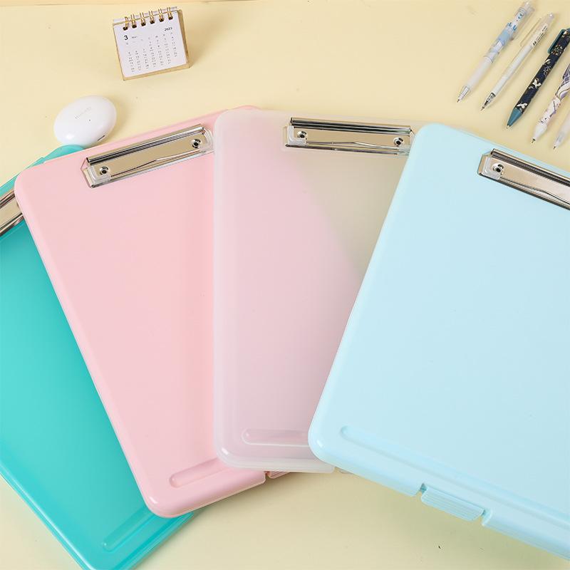 Multi-functional A4 Clipboard Folder Vertical Test Paper Storage with Pen Slot for Primary School Students File Organizer Stationery Box