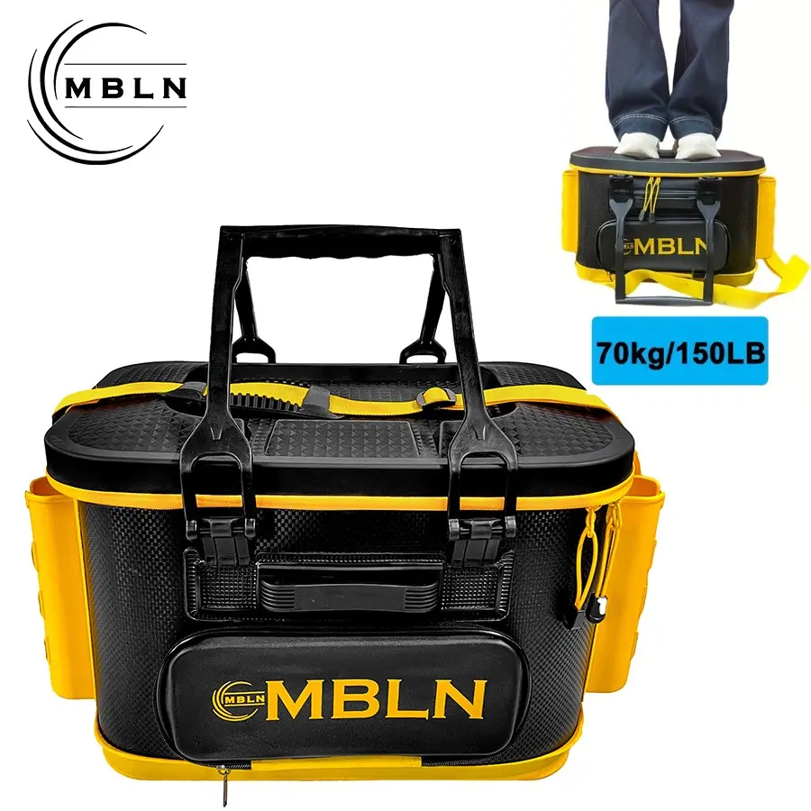 MBLN 30L Hard Top Fishing Bucket, Portable Live Bait Bucket, Durable Design, Ideal for Shore Fishing, Perfect for Outdoor Enthusiasts