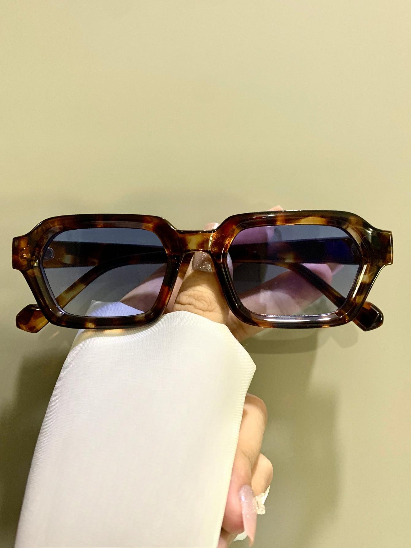 Small Frame Rectangular Glasses, Patchwork Trend Fashion Retro Decorative Eyeglasses for Men and Women