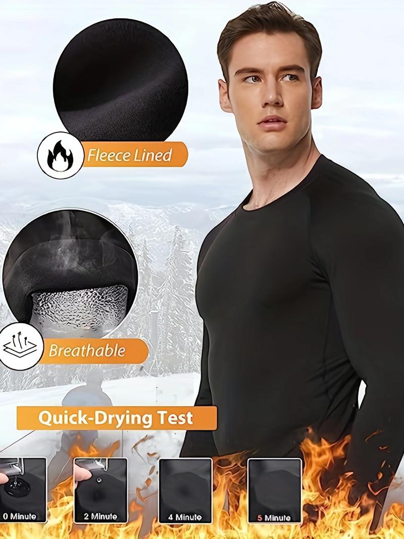 Men's 5 Pack Thermal Compression Shirt Fleece Lined Long Sleeve Athletic Base Layer Cold Weather Gear Workout Top for Activewear Fitness
