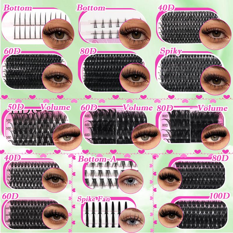 YIDUO Lash Clusters Kit Gift Packs 1846Pcs Mix Styles Lash Clusters Kit, Volume/ Mega/ Full/Spikes/Bottom Eyelash Clusters Extensions Kit With Bond and Seal makeup tools with Everything You Need for Beginners and Proficient, DIY at Home, Cosmetic YIDUO Lash Clusters Kit Gift Packs 1846Pcs Mix Styles Lash Clusters Kit, Volume/ Mega/ Full/Spikes/Bottom Eyelash Clusters Extensions Kit With Bond and Seal makeup tools with Everything You Need for Beginners and Proficient, DIY at Home, Cosmetic