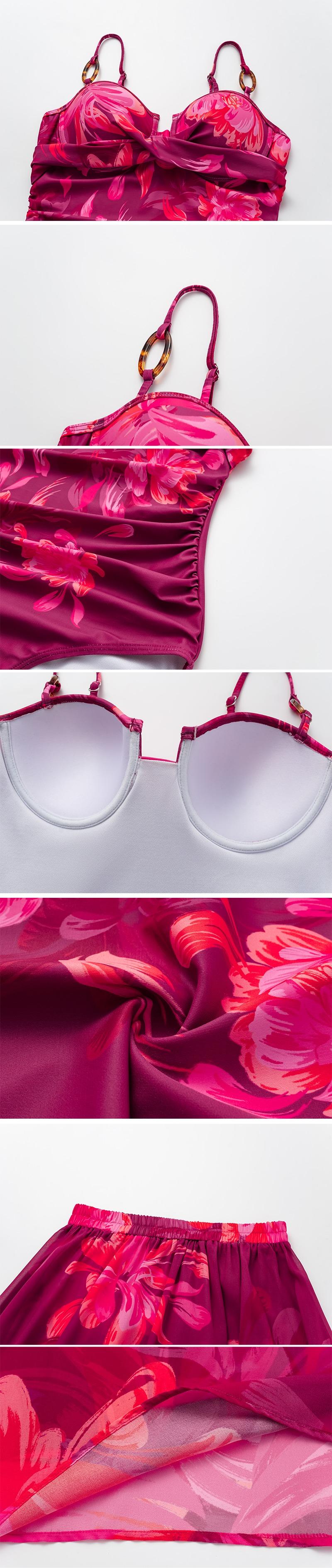 FLAXMAKER Women's Floral Print Push Up One Piece Swimsuit and Matching Skirt Set Bathing Suits Swimdress Stylish Beachwear #TikTokShopBlackFriday