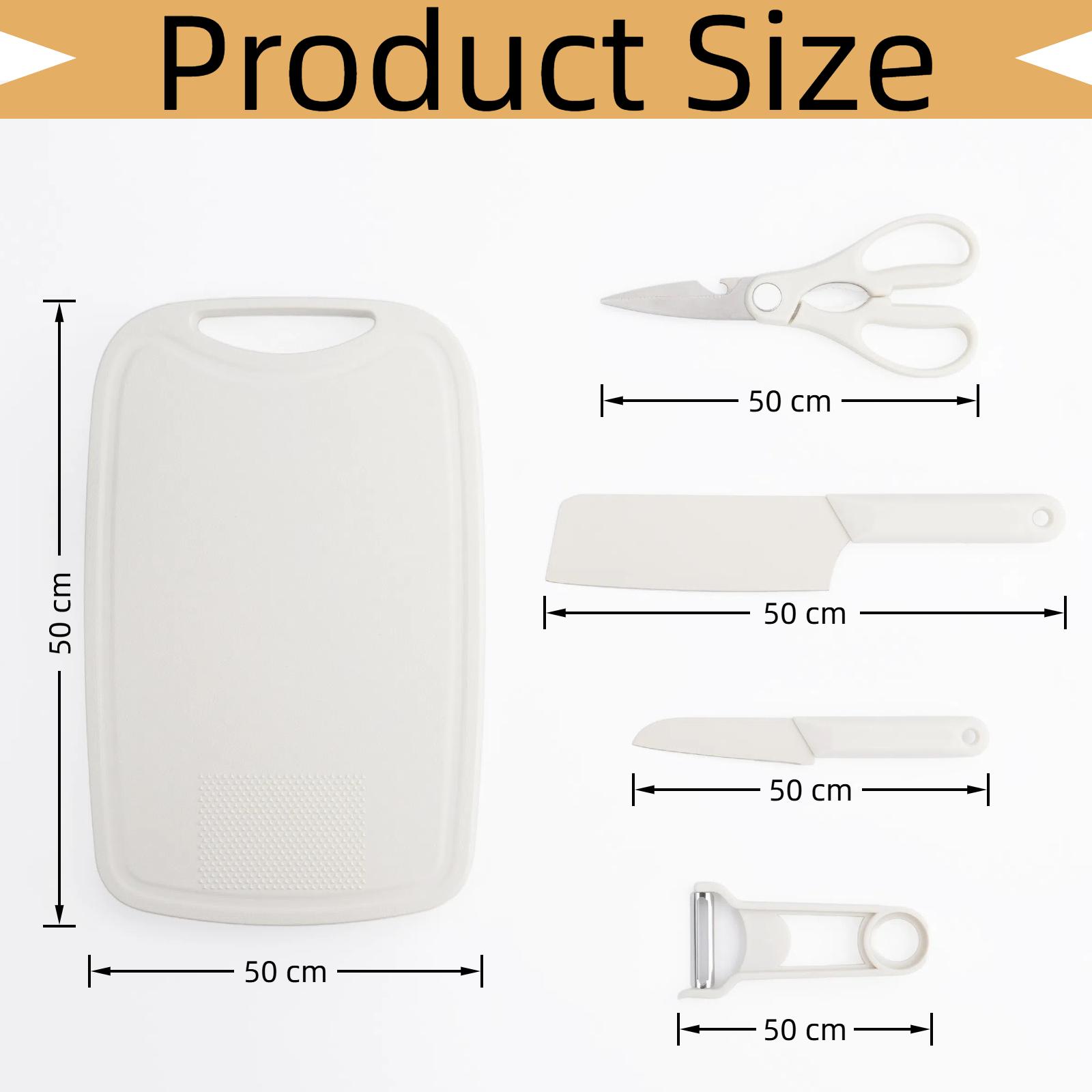 5 Pieces, Knife Set with Cutting Board, Meat Cutter, Fruit Knife, Paring Knife, Scissors, Meat and Vegetable Cutting and Steak Cutting, Peeling and Shaving, Baby Supplementary Set, Easy to Clean, Easy to Store, Portable Knife Set, For Gift Giving.