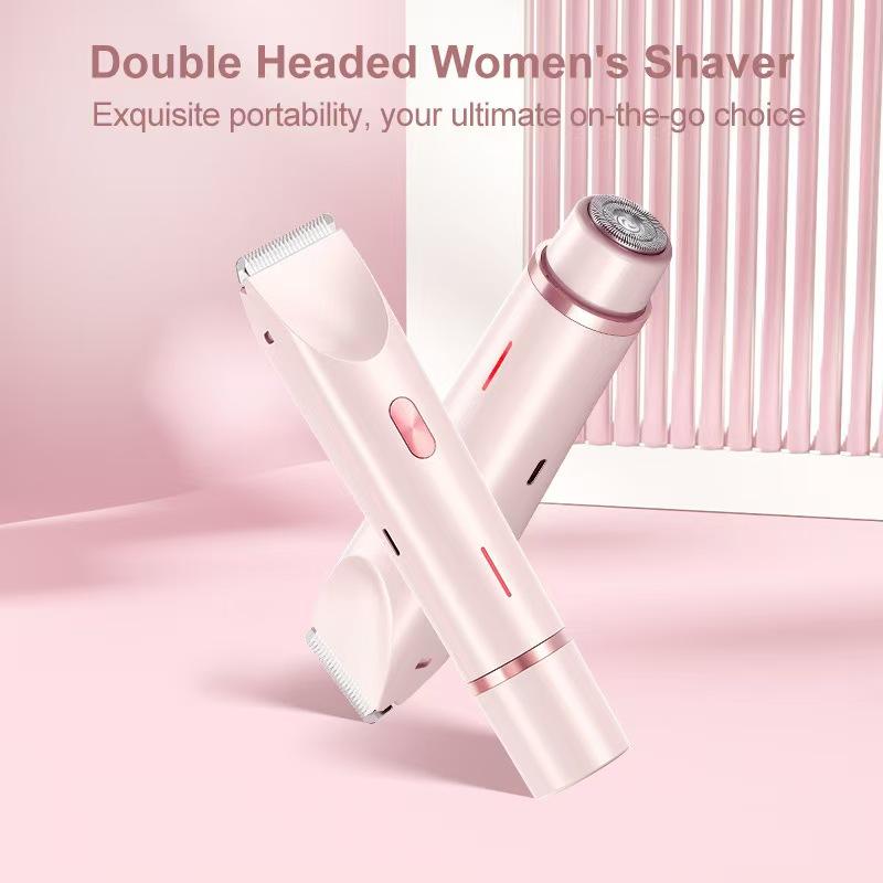 Women's Bikini Trimmer, Underarm Trimmer, Electric Shaver & Razor, Rechargeable 2-In-1 Body and Face Hair Removal, Dual Head Design, Ipx7 Waterproof
