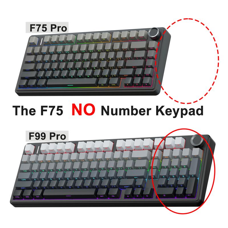 [New Coulor]AULA F75 Pro Wireless Mechanical Gaming Keyboard,75% Gasket Hot Swappable Custom Keyboard,RGB Backlit,Pre-lubed Reaper Switches,Side Printed PBT Keycaps,2.4GHz/USB-C/BT5.0 PC Accessories Office Creamy Budget Keyboards TikTokShopfalldealsforyou