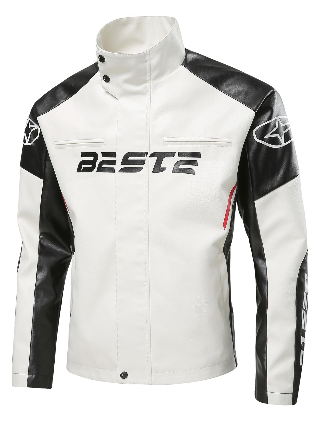 Men's PU Leather Motorcycle Jacket, Windproof Waterproof Warm Slim Fit,Comfortable Durable,Fashionable Knight Wear for Fall & Winter