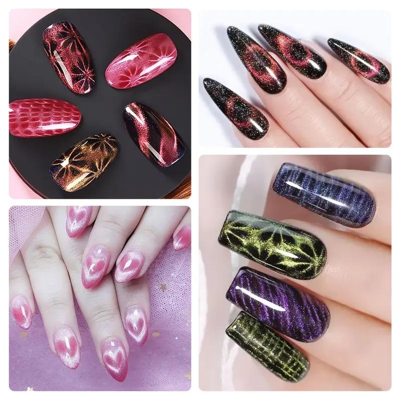 7-Piece Nail Polish & Gel Magnet Set, Nail Art Kit, Complete Salon Kit for Cat Eye French Manicure, Professional Nail Tools for Home Use