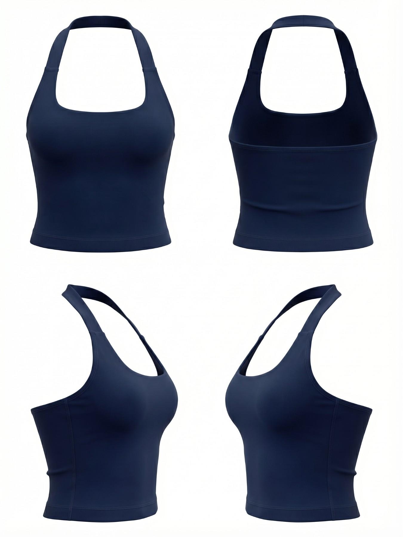 Women's Halter Tank Top and Shorts Set, Seamless Shaping Summer Gym Wear, High Waist Elastic Support Yoga Workout Outfit