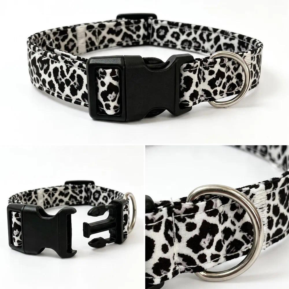 Fashion Leopard Print Cat Collar Breakaway Safety Kitten Dog Necklace Adjustable Soft Pet Collar for Cats Medium Large Dogs