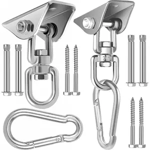 Swing Hanger for Wooden & Concrete Swing Set, 2000LB Capacity Hammock Hanger 360°Rotate Stainless Steel Swing Hammock Hanging Kit Hardware, Heavy Duty Swing Brackets for Porch Playground Yoga-2 Packs