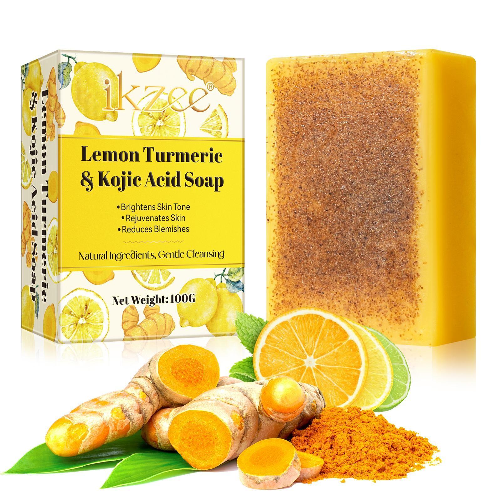 Lemon Turmeric Soap Bar 100g, Gentle Cleaning Formula, Eliminates Odors, Maintains Personal Hygiene, Mild Scented Soap for Daily Use, Gentle Cleansing Soap
