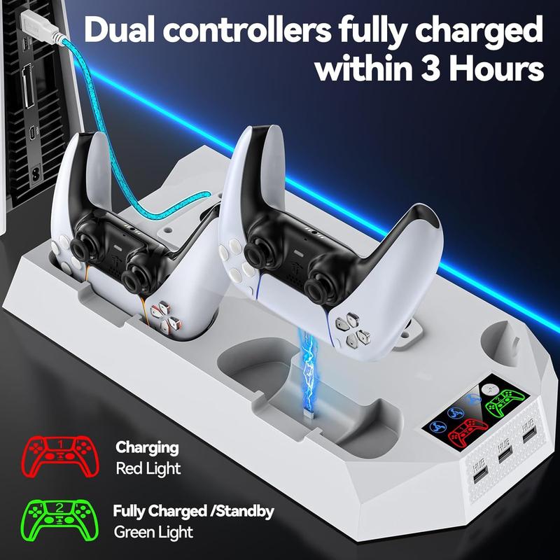 Cooling Stand for PS5/PS5 Slim Console Controller, Gamepad Charging Station, Cooling Docking Station, Console Accessories for Playstation 5, Gaming Items, Tween Gifts