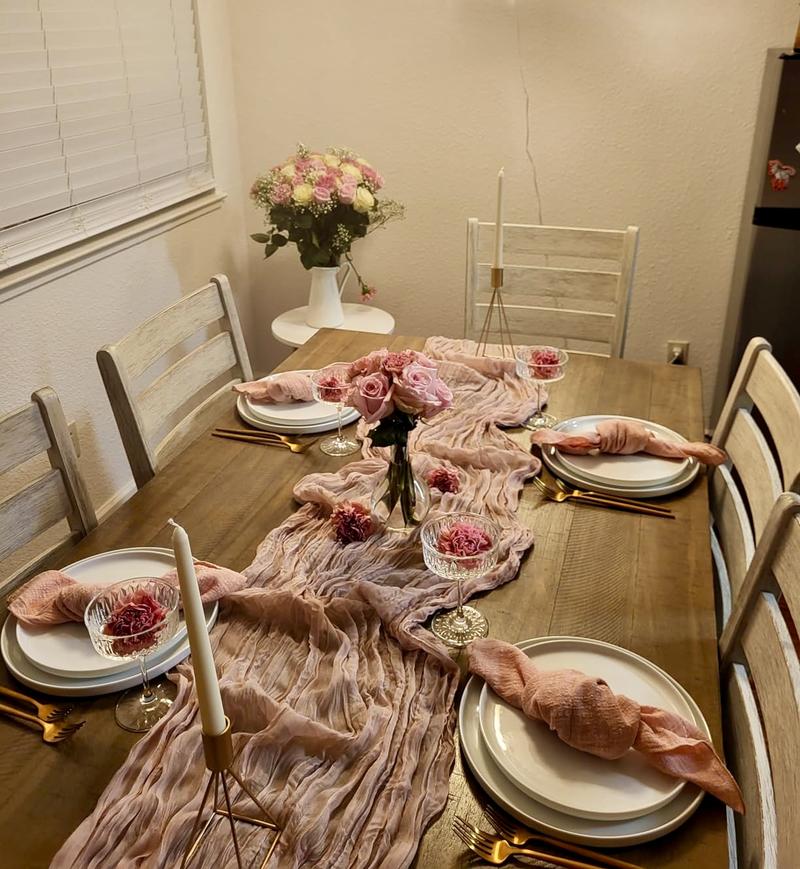 6/10 Pack 35x133 Inch Cheesecloth Table Runner Table Setting Table Cover for Vintage Country Rustic Wedding Baby Shower Bridal Shower Home Boho Decorations Tablecloth Soft Breathable Long Lasting