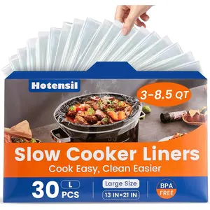 Slow Cooker Liners, Hotensil 13"x 21" 30 Count Cooking Bags Large Size Disposable Pot Liner, Fit 3QT to 8.5QT for Slow Cooker Cooking Trays, Multi-Purpose Durable Liners Plastic Bags, BPA Free