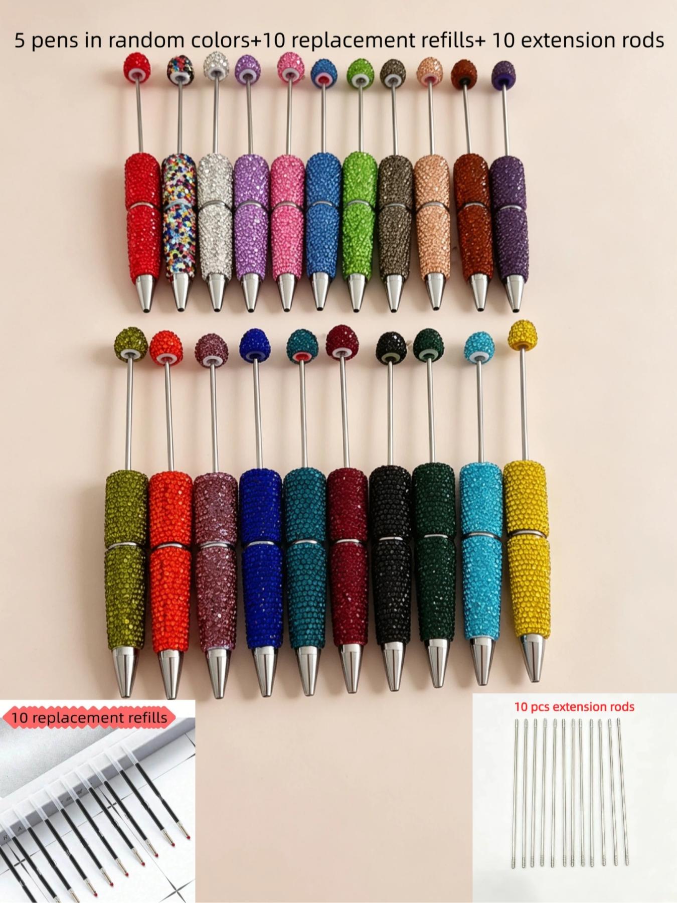 15-Piece Set Shiny Rhinestone Ballpoint Pens, Cute Sparkling DIY Pens, Includes 10 Refills & 10 Extenders, Office Writing Gift