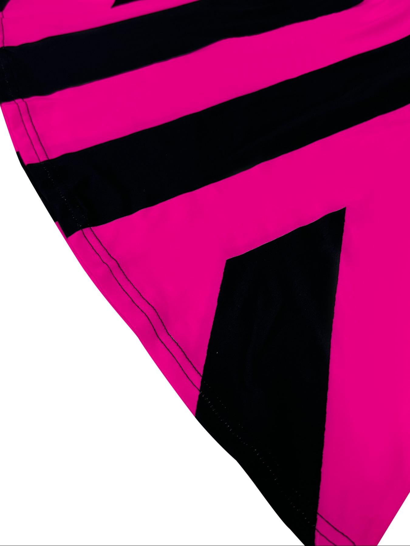 Women's Colorblock Striped Print Asymmetrical Neck Mermaid Dress, Elegant Fashion Casual Dress for Daily Outdoor Wear, Women Dress for Summer