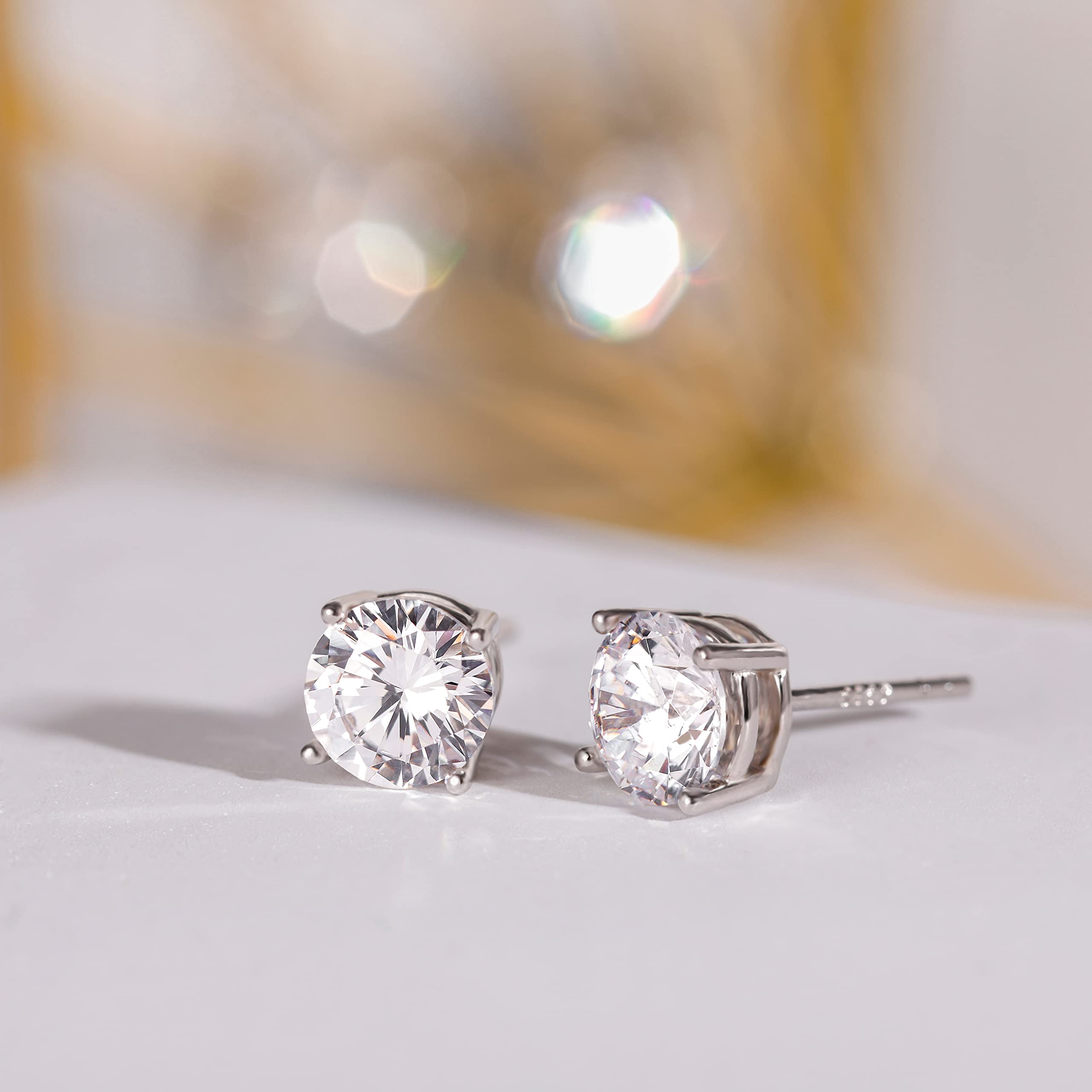 EAMTI 1 CT*2 Round Cut 925 Sterling Silver Cubic Zirconia Stud Earrings for Women CZ Stud Small Cute Earrings Hypoallergenic EAMTI 1 CT*2 Round Cut 925 Sterling Silver Cubic Zirconia Stud Earrings for Women CZ Stud Small Cute Earrings Hypoallergenic