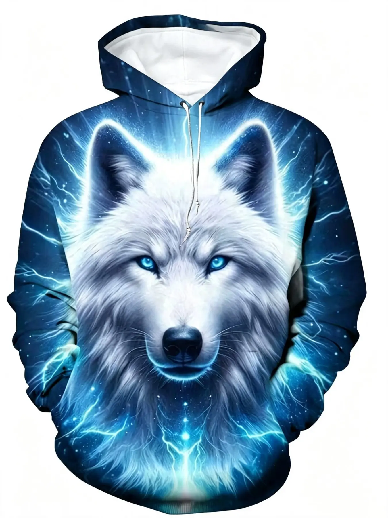 Men'S Bold Wolf King 3D Printed Hoodie - Casual Sports Sweatshirt With Kangaroo Pocket Polyester Blended Machine Washable - Autumn/Winter Hoodie