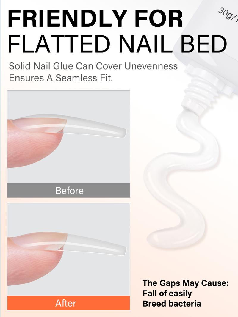 Aillsa 2.0 Built-in Curve Fit 224pcs Clear Nail Tips Set, Mini UV Cure Lamp, 30g Strong Solid Nail Glue Medium Almond Full Cover Nail Extensions Thicker Acrylic Nails Pre-sculpted Press-On Nail gel x nail for Flat Nails TikTokShopBlackFriday